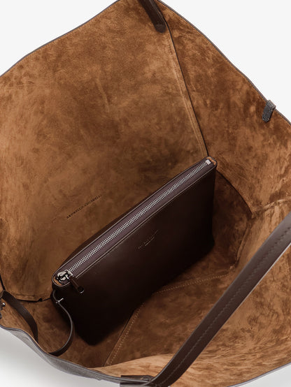 Leather shopping bag with side Monili detail thumbnail