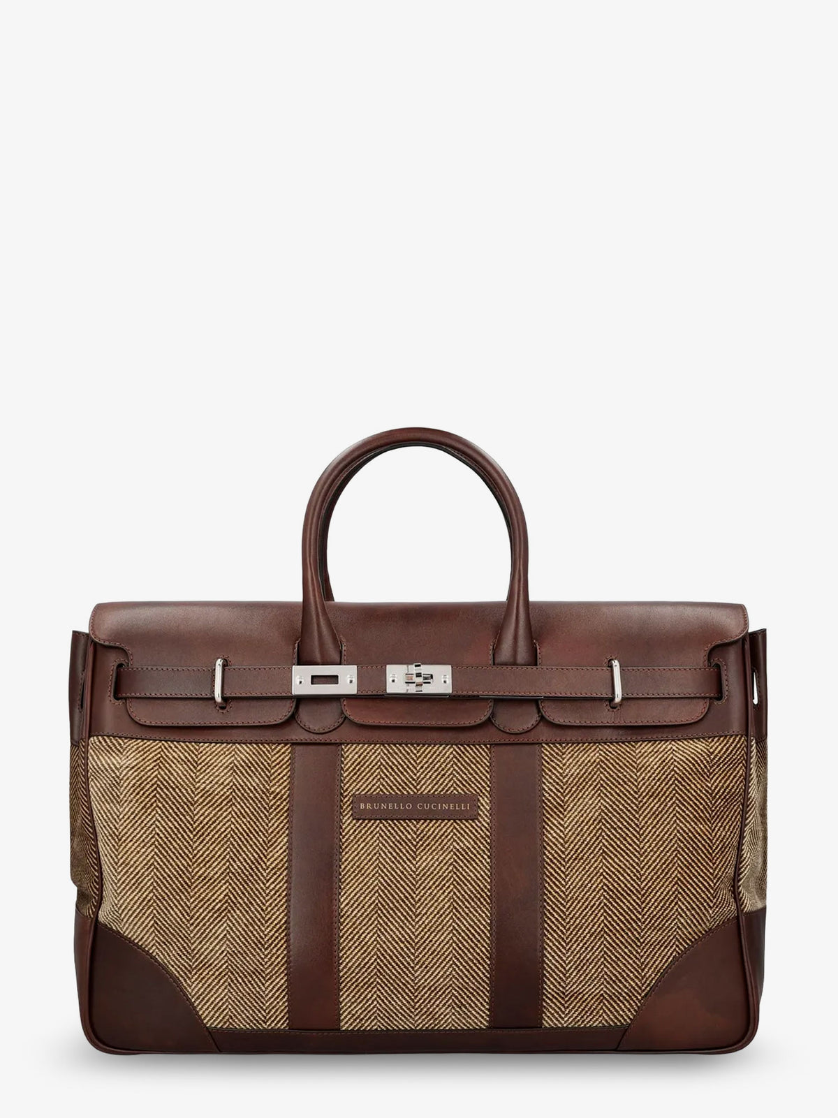 Country leather bag with chevron pattern