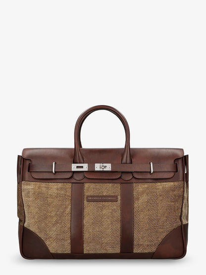 Country leather bag with chevron pattern thumbnail