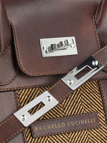 Country leather bag with chevron pattern thumbnail