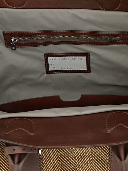 Country leather bag with chevron pattern thumbnail