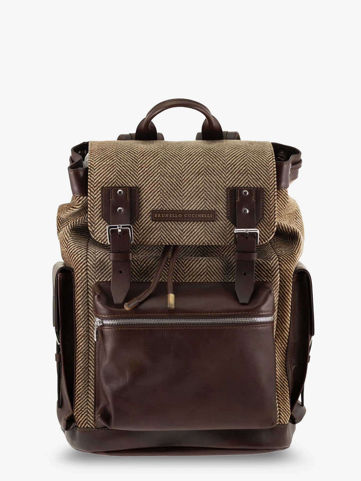 City leather backpack with chevron pattern