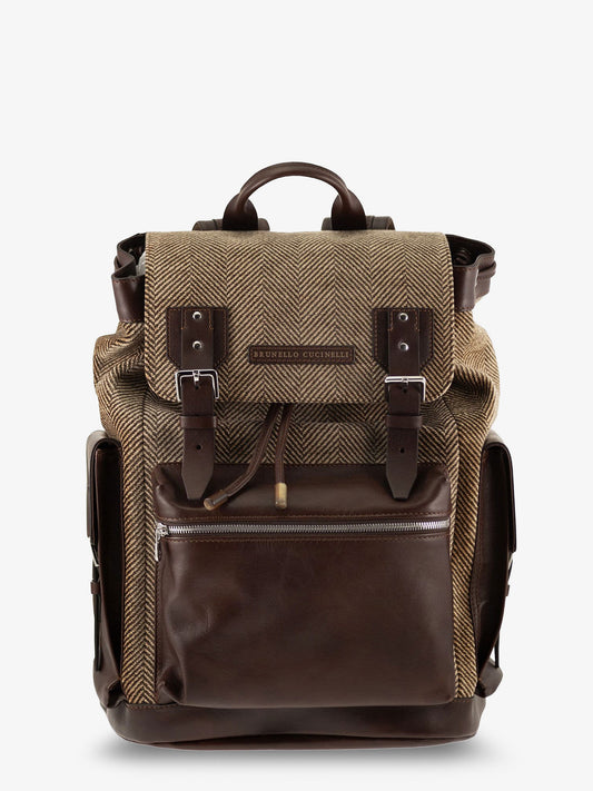 City leather backpack with chevron pattern