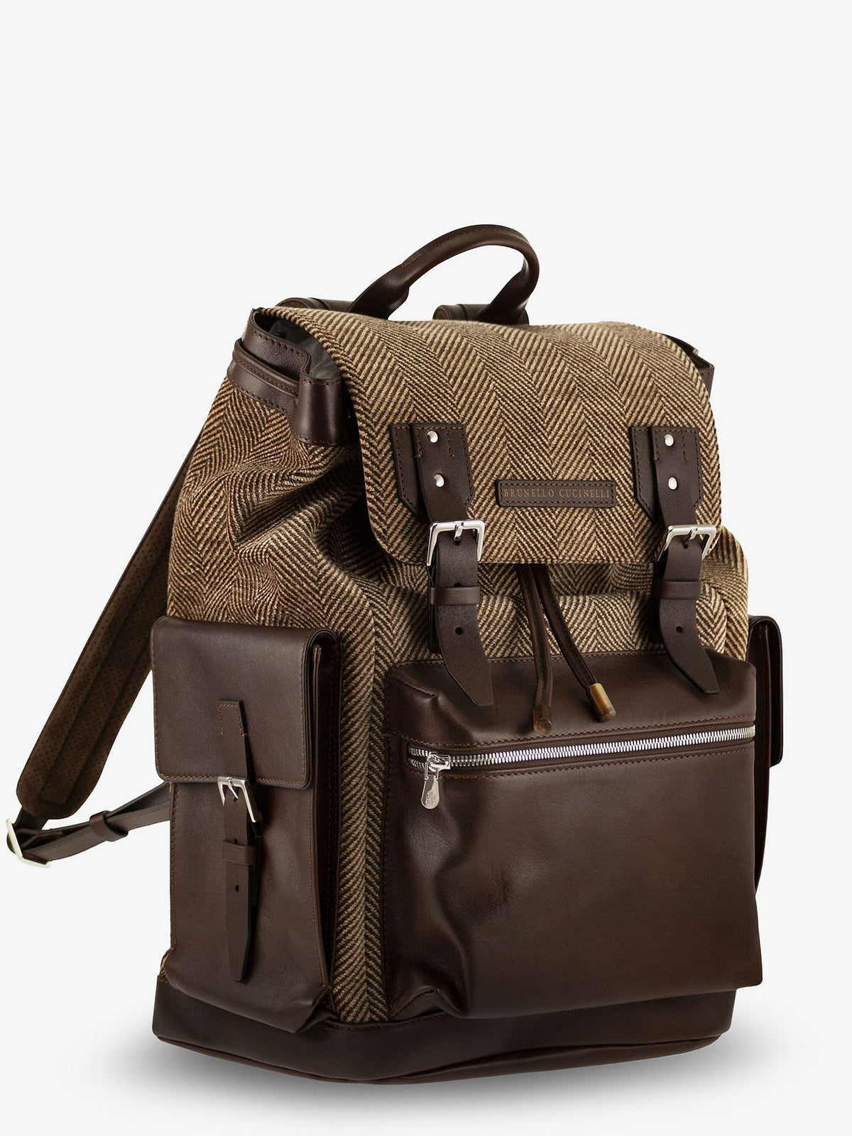 City leather backpack with chevron pattern