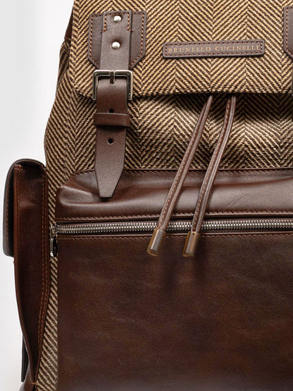 City leather backpack with chevron pattern thumbnail
