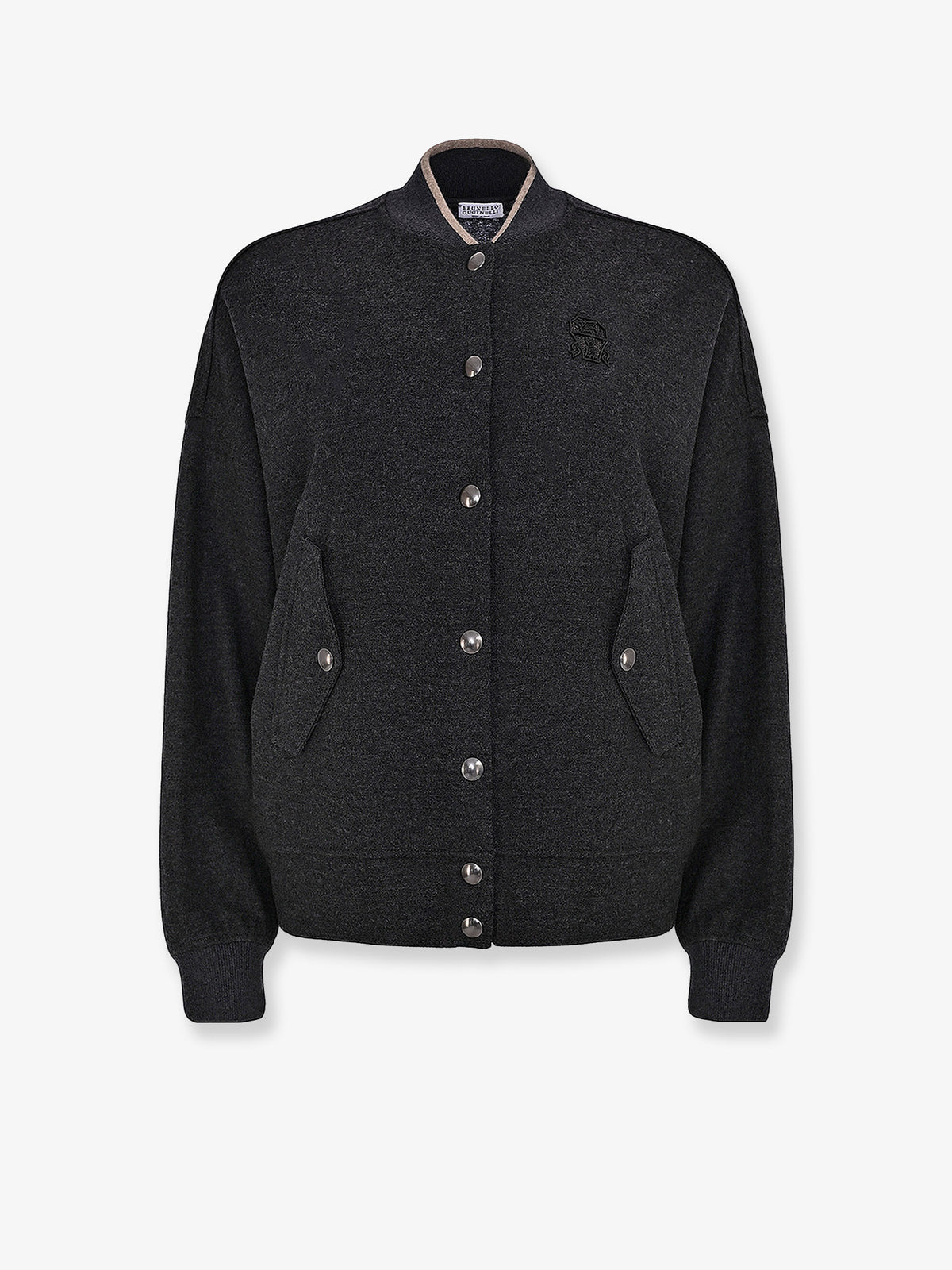 Cashmere interlock bomber jacket with logo