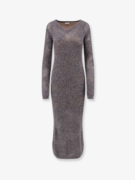 Flower Lace Sparkling mohair and virgin wool knit dress