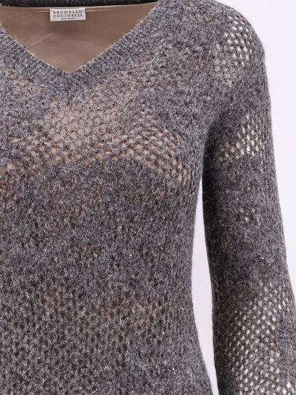 Flower Lace Sparkling mohair and virgin wool knit dress thumbnail