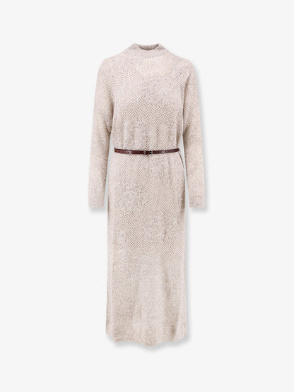 Mohair and wool blend long dress with all-over dazzling detail thumbnail