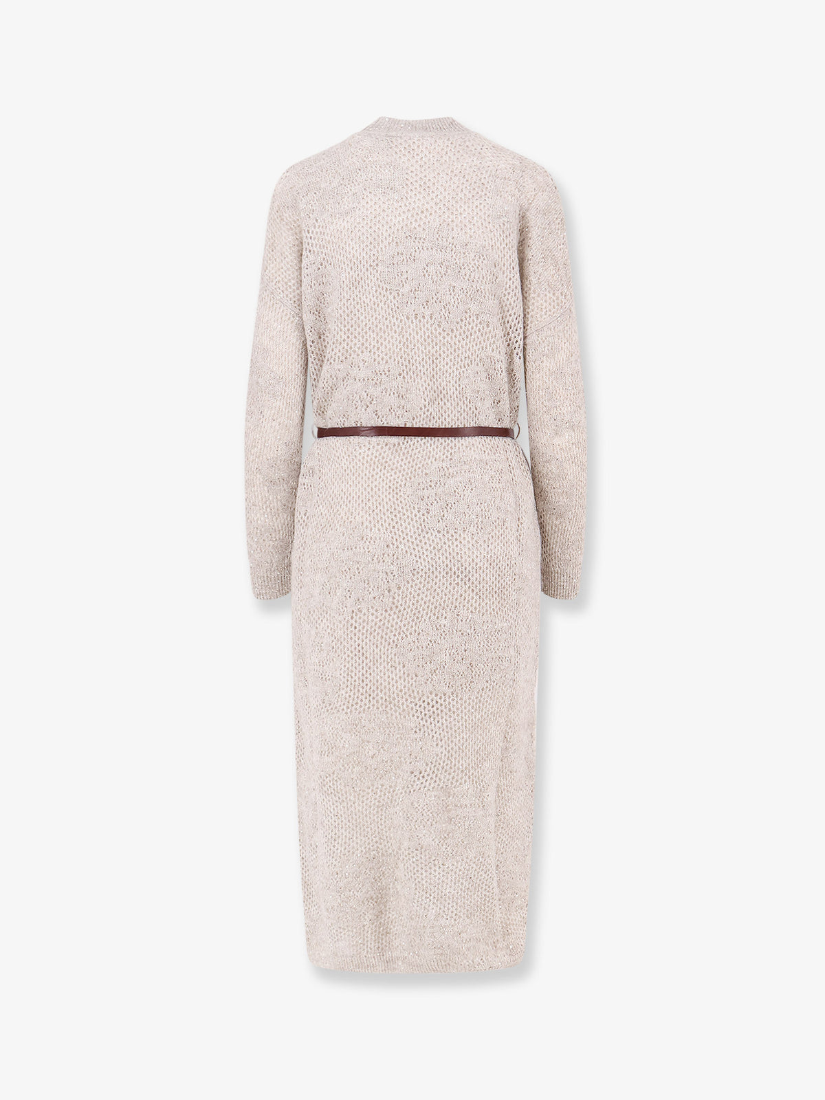 Mohair and wool blend long dress with all-over dazzling detail