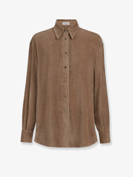 Camicia in velluto a coste Fluid con Monile