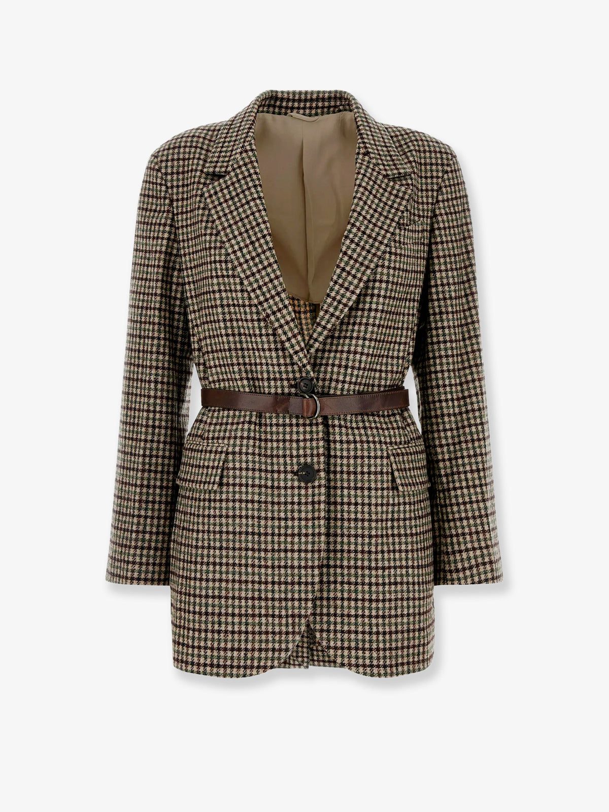 Madras blazer with belt