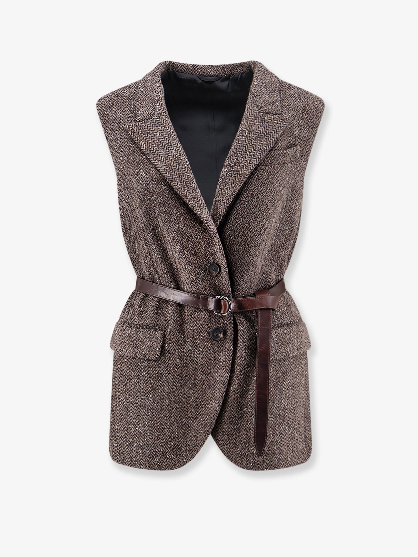 Blazer smanicato con cintura