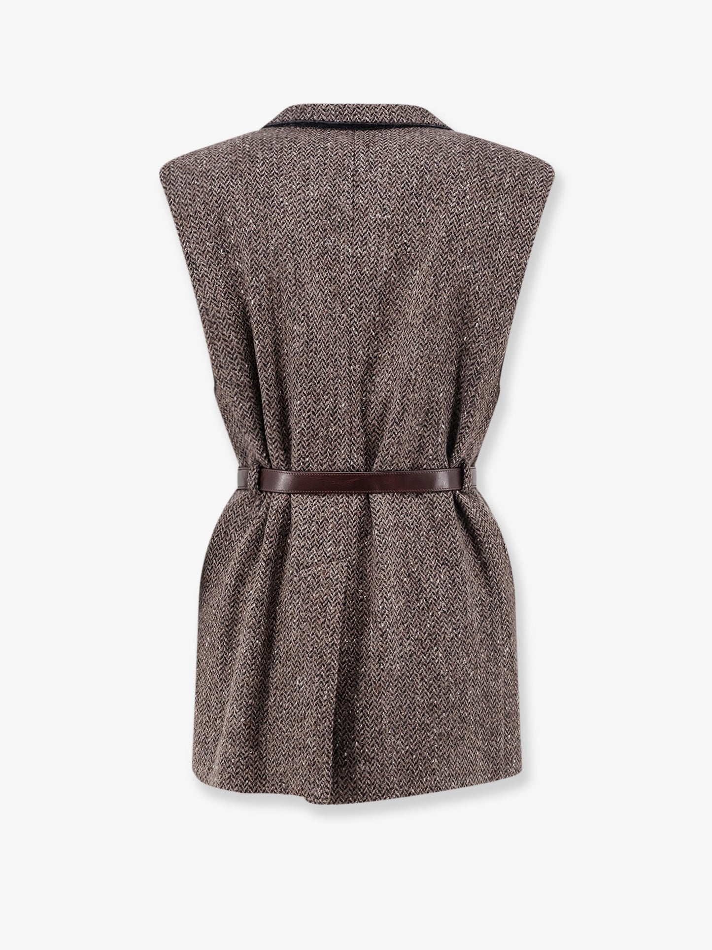 Blazer smanicato con cintura