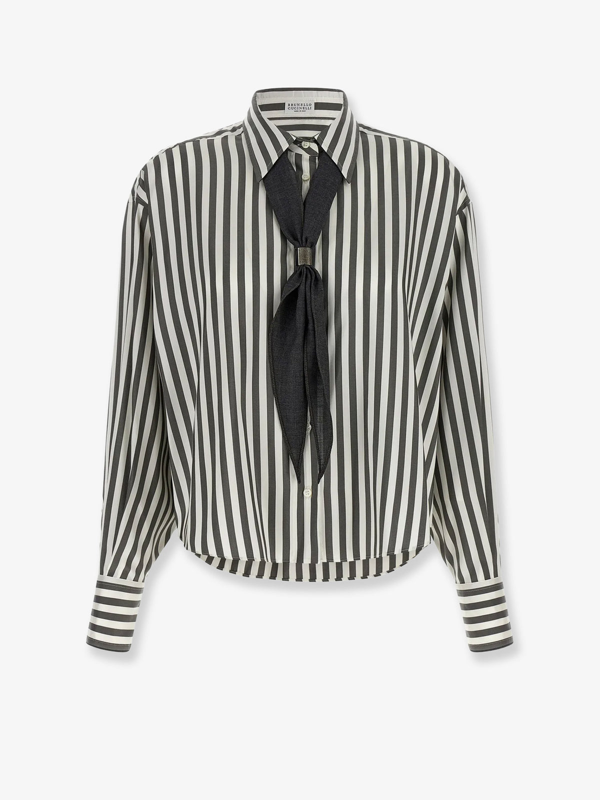 Striped silk shirt with foulard