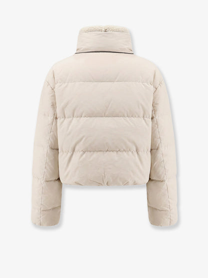 Down jacket with shearling collar thumbnail