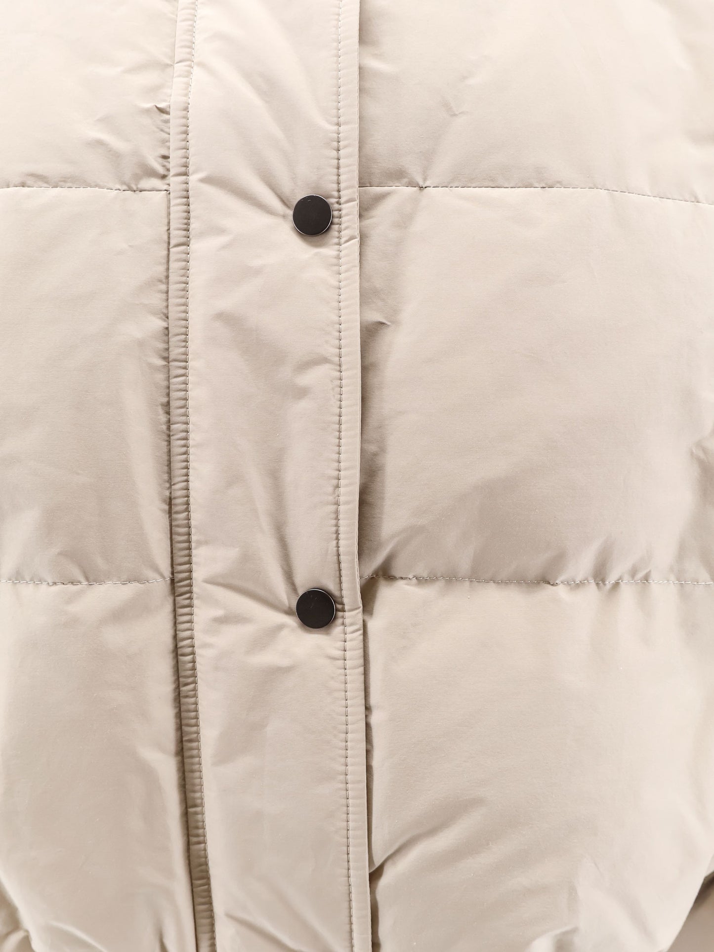 Down jacket with shearling collar