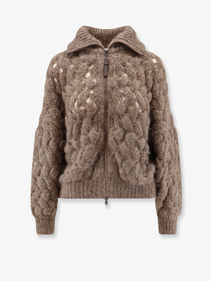 Perforated cardigan with micro-sequins thumbnail