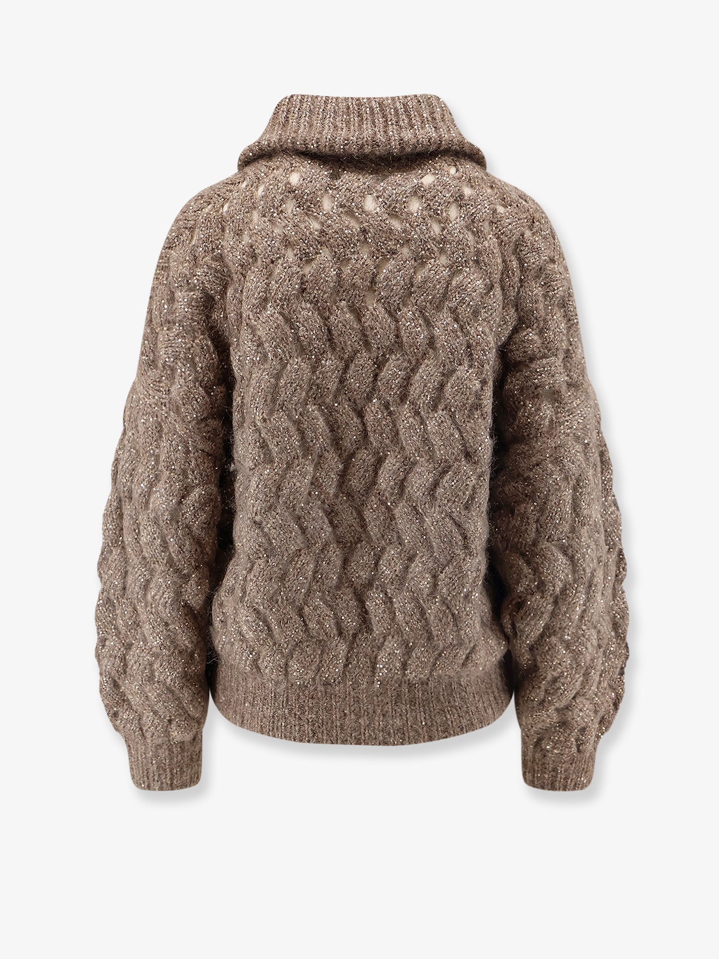 Perforated cardigan with micro-sequins