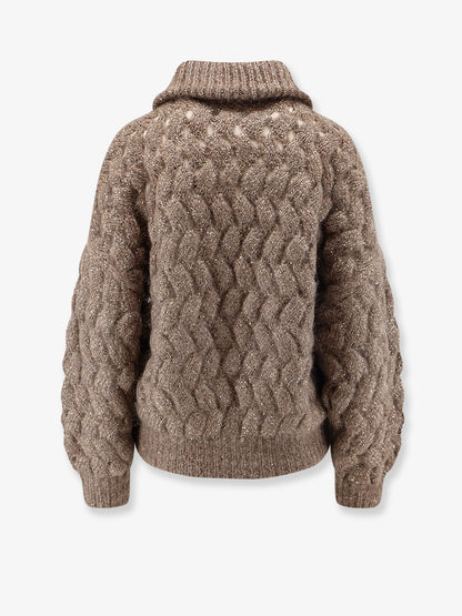 Perforated cardigan with micro-sequins thumbnail