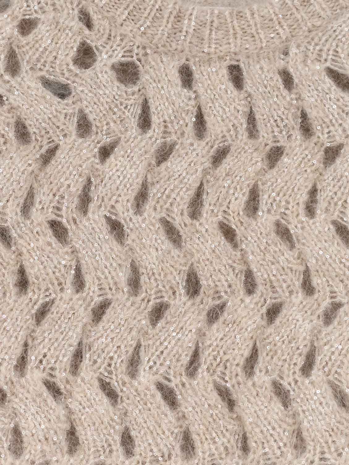 Maglia traforata con micro paillettes