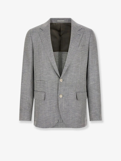 Deconstructed wool, alpaca and silk chevron blazer thumbnail
