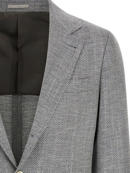 Deconstructed wool, alpaca and silk chevron blazer thumbnail