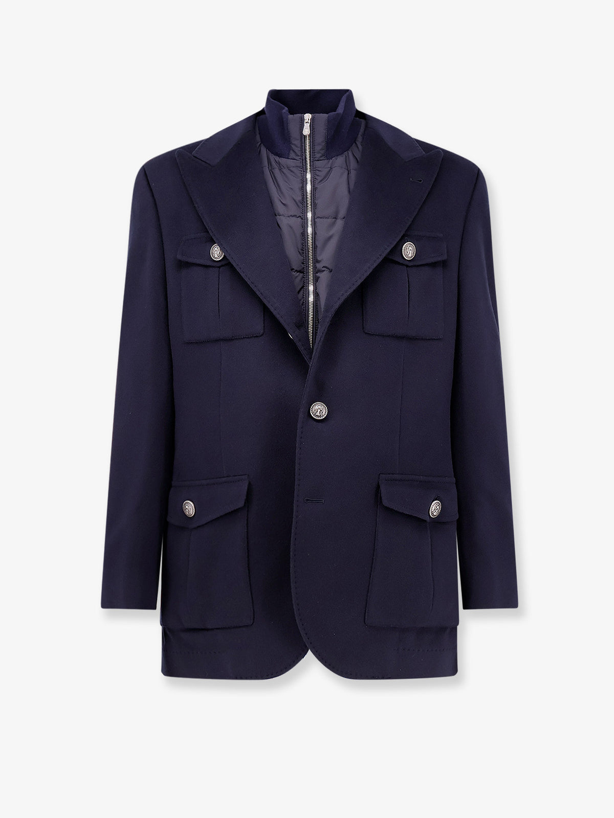 Virgin wool jacket with internal padded vest