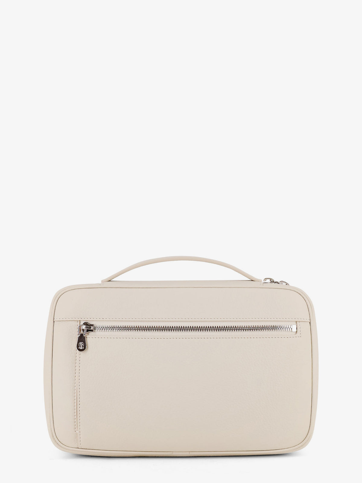 Leather beauty case with metal logo detail