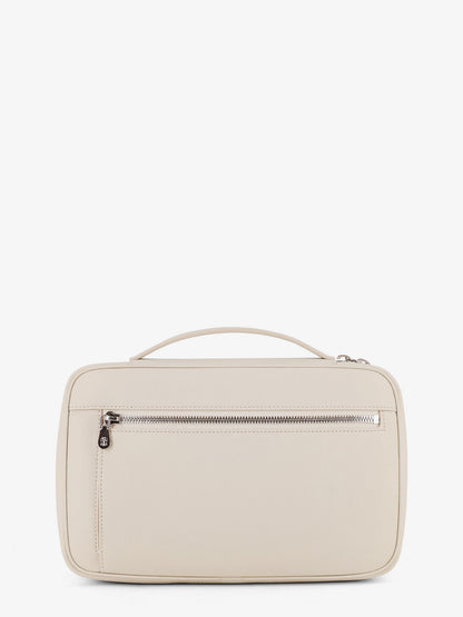 Leather beauty case with metal logo detail thumbnail