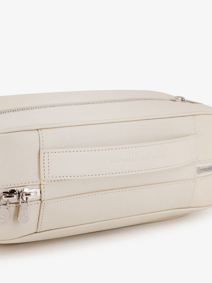 Leather beauty case with metal logo detail thumbnail