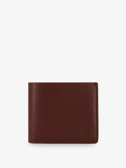 Hammered leather wallet with engraved logo