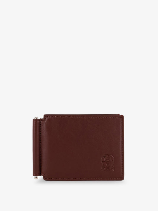 Leather wallet with engraved logo