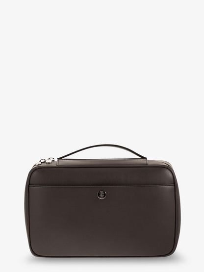 Leather beauty case with metal logo detail thumbnail