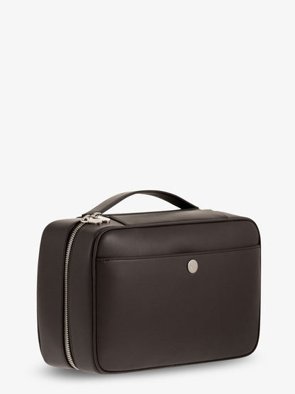 Leather beauty case with metal logo detail thumbnail