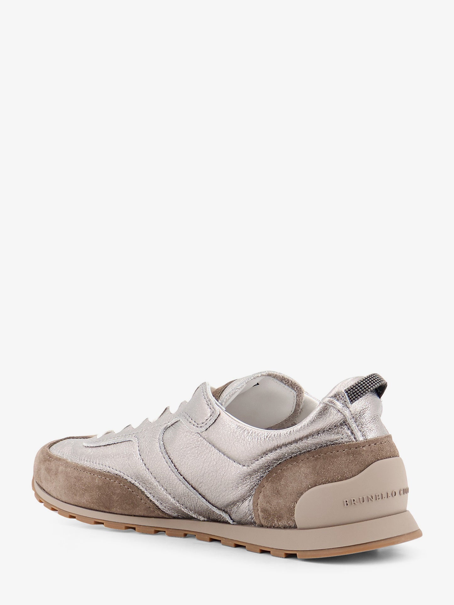 Sneakers in pelle laminata e suede