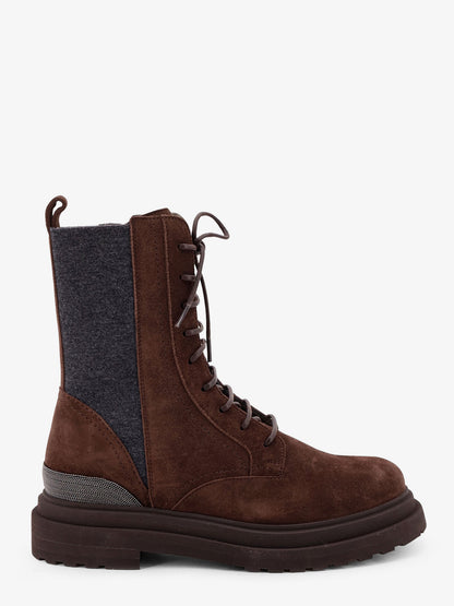 Suede boots with virgin wool knit insert and Precious Detail thumbnail