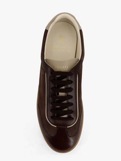 Low-top suede and leather sneakers thumbnail