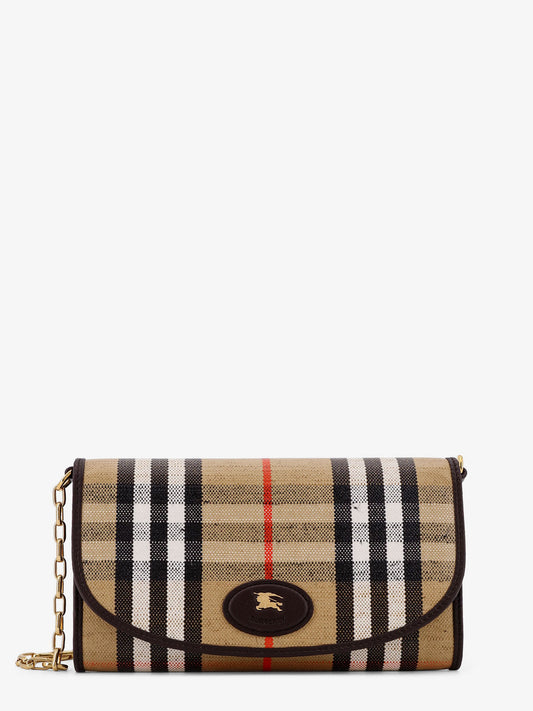 Coated canvas crossbody bag with check pattern