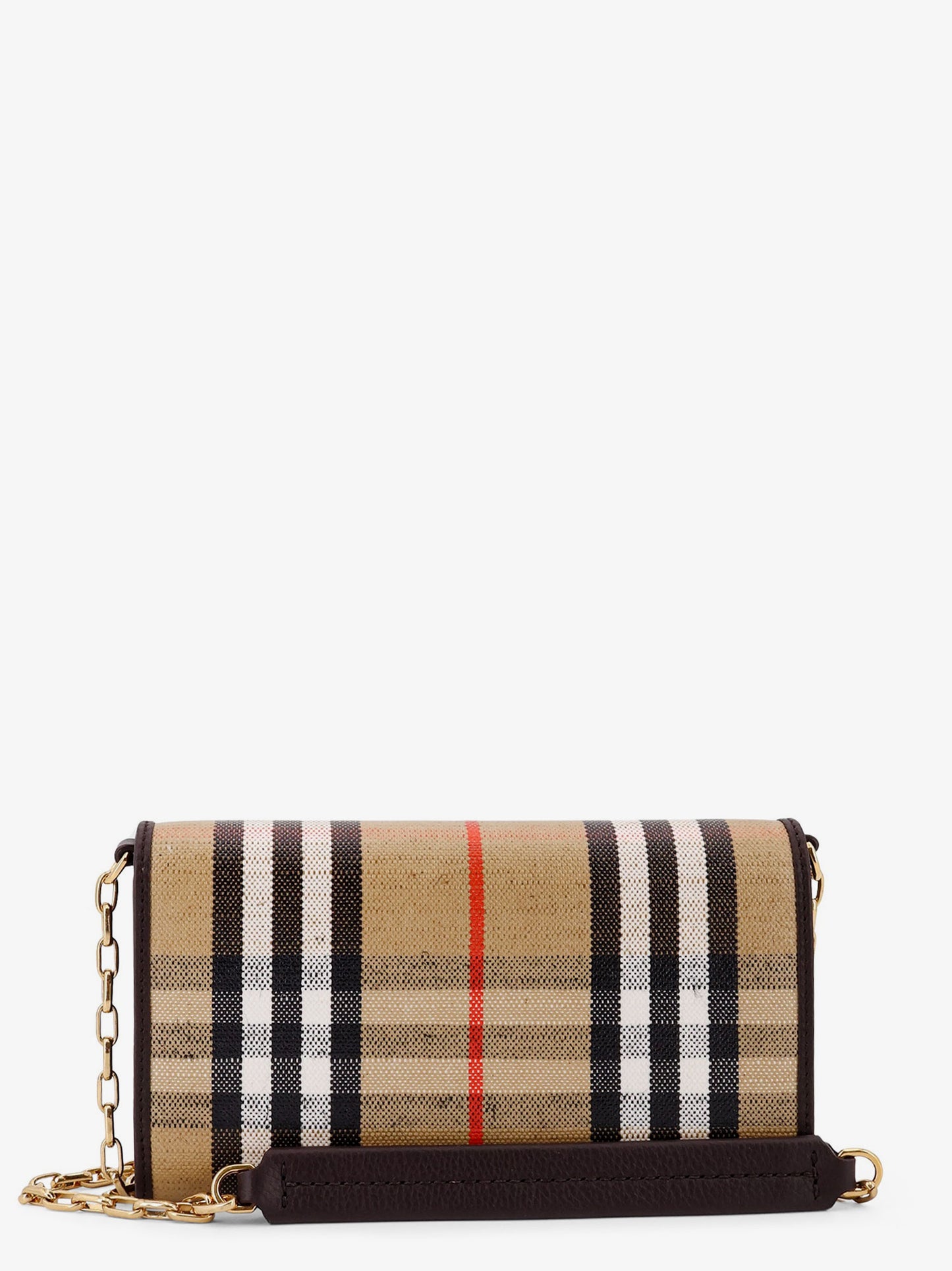Coated canvas crossbody bag with check pattern