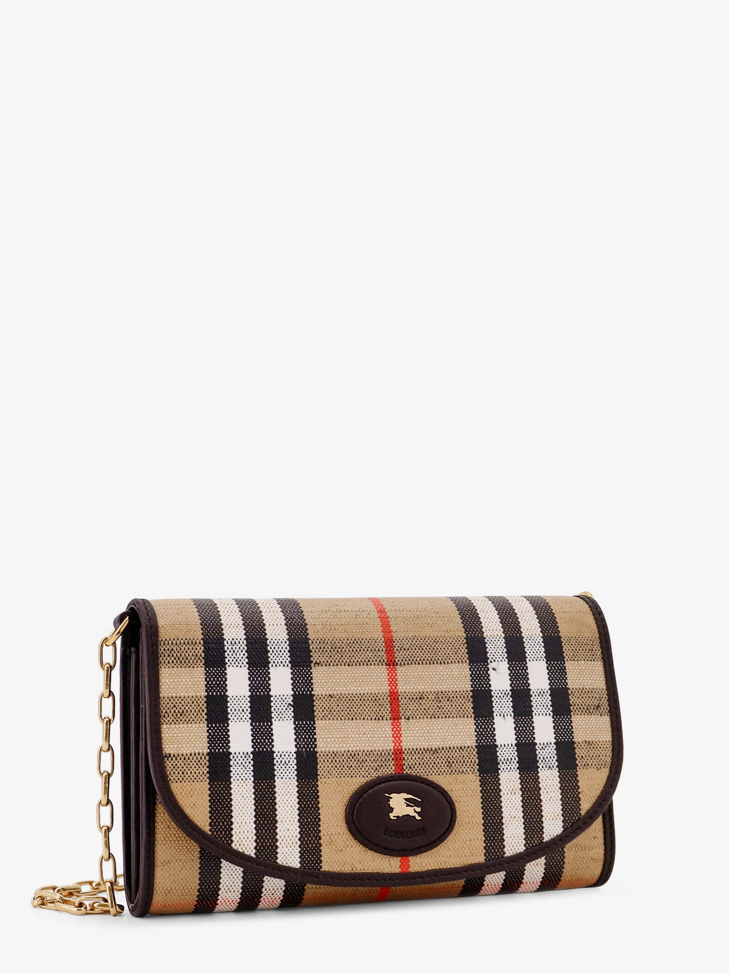 Coated canvas crossbody bag with check pattern