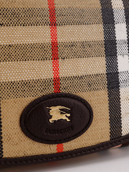 Coated canvas crossbody bag with check pattern thumbnail