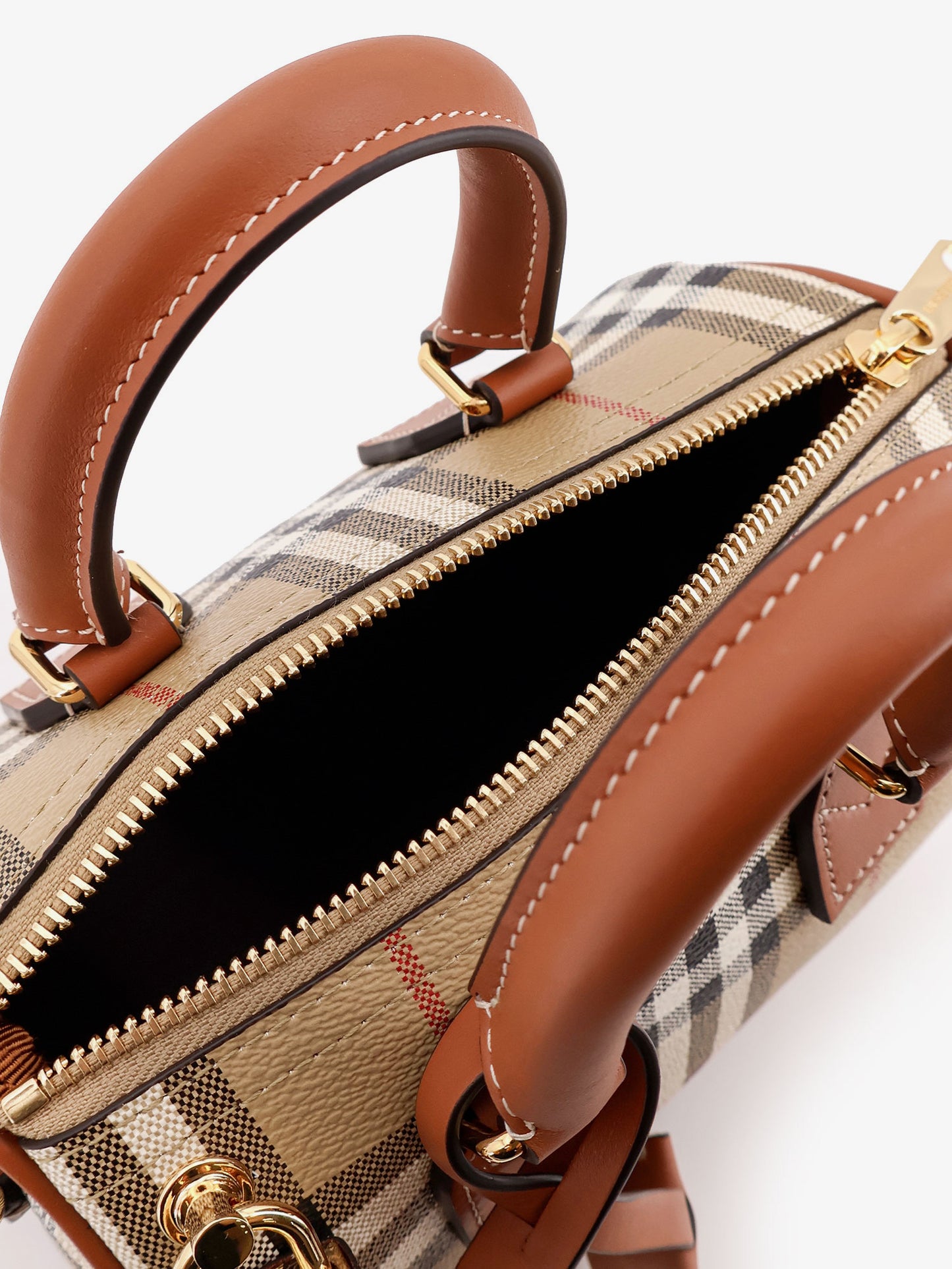 Coated canvas crossbody bag with Check pattern