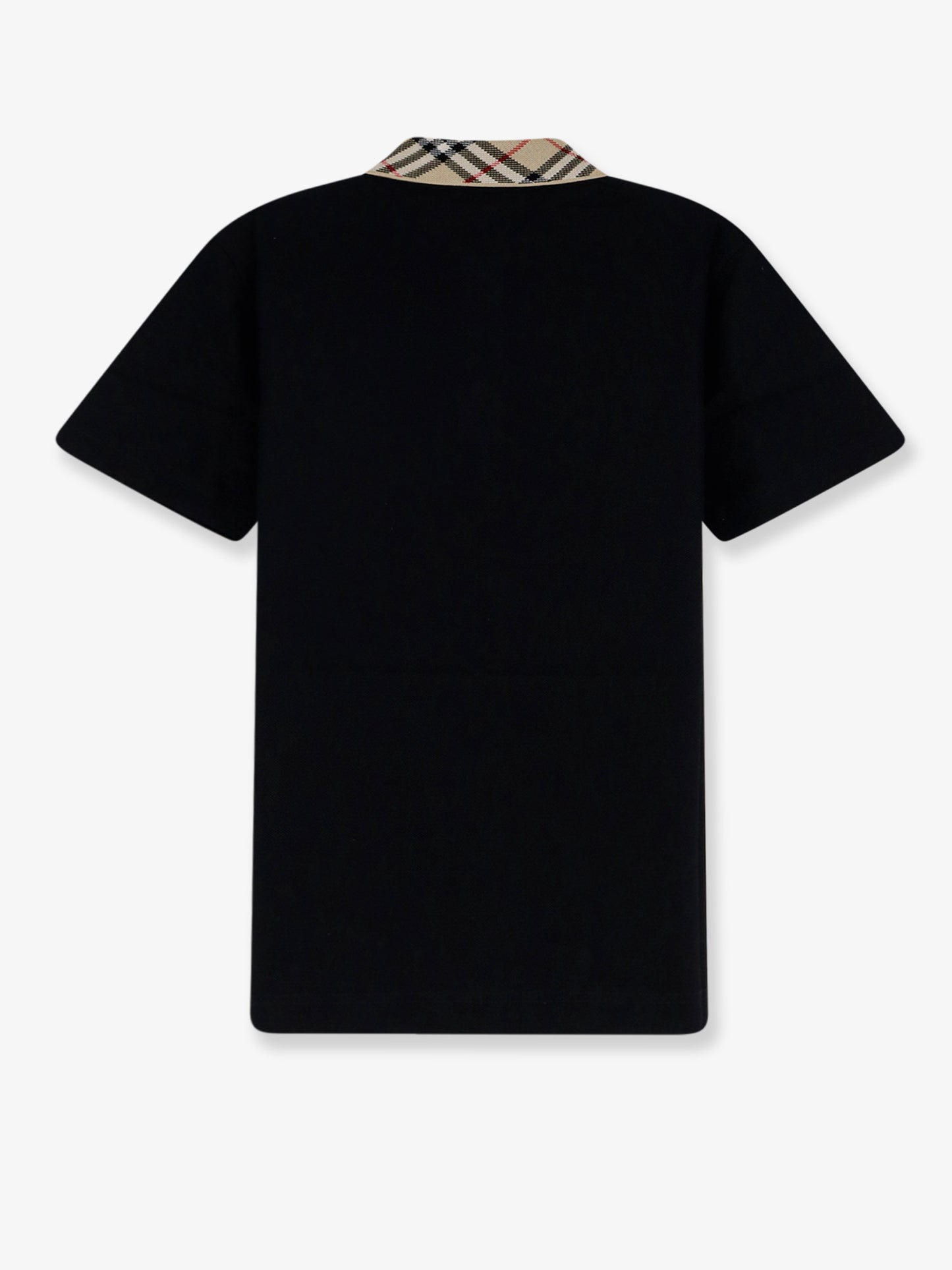 Cotton polo shirt with check collar detail