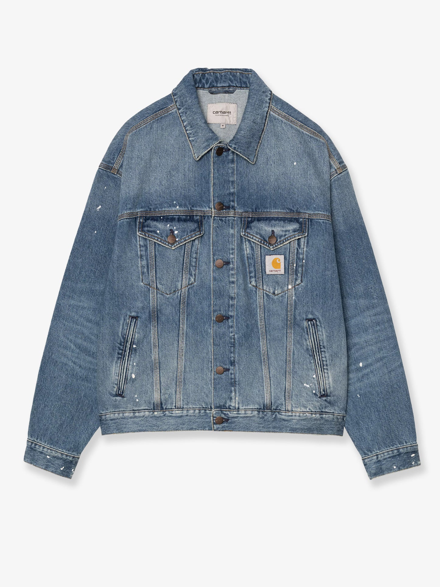 Blue denim jacket with distressed effect