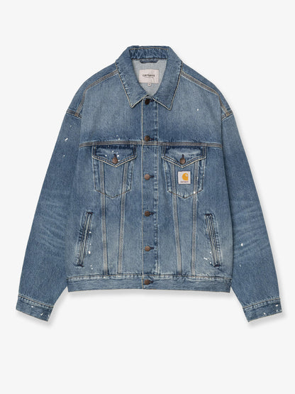 Blue denim jacket with distressed effect thumbnail