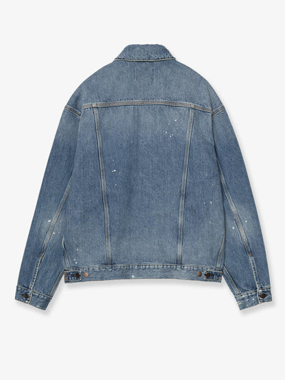 Blue denim jacket with distressed effect thumbnail