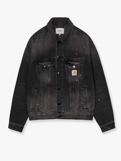 Giubbino in black denim con effetto distressed thumbnail