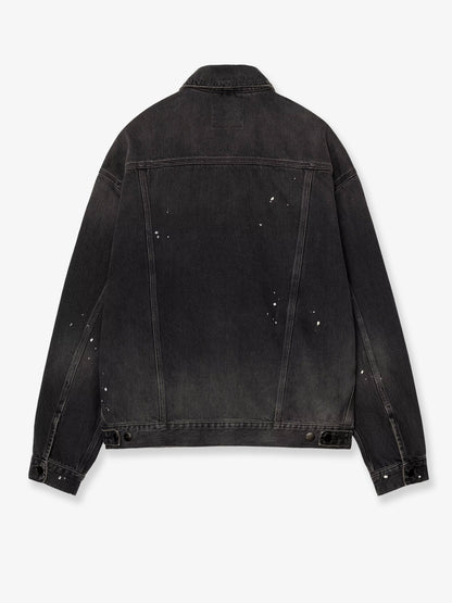 Giubbino in black denim con effetto distressed thumbnail
