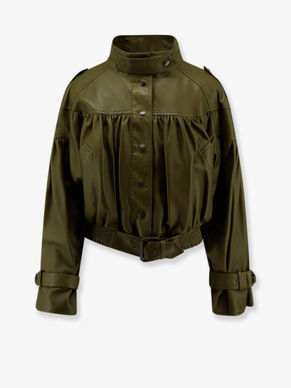 Giacca crop fit in pelle thumbnail